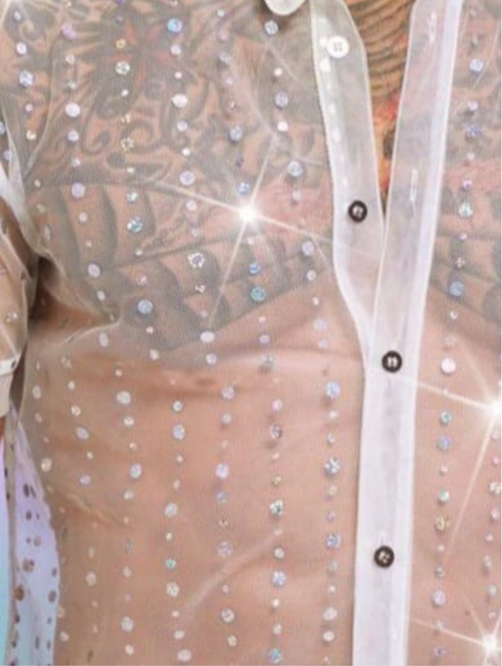 Men's Knitted With Rhinestone Design Slim Fit Short Sleeve Shirt